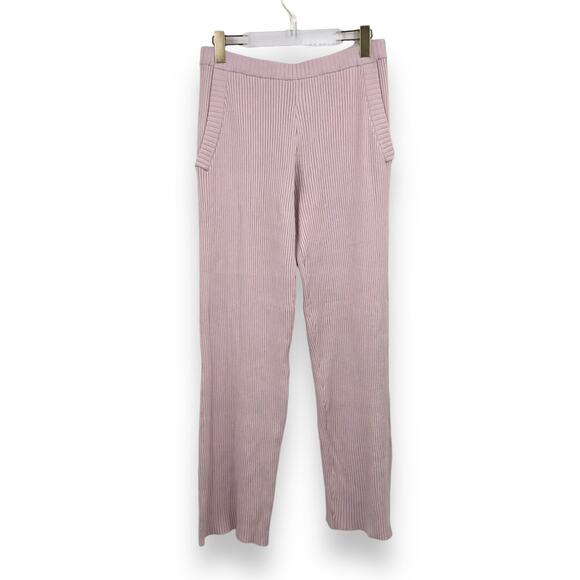 Tory Burch Sport Performance Cashmere Wide-Leg Pants L Rib Knit Pink NWT - Picture 1 of 5